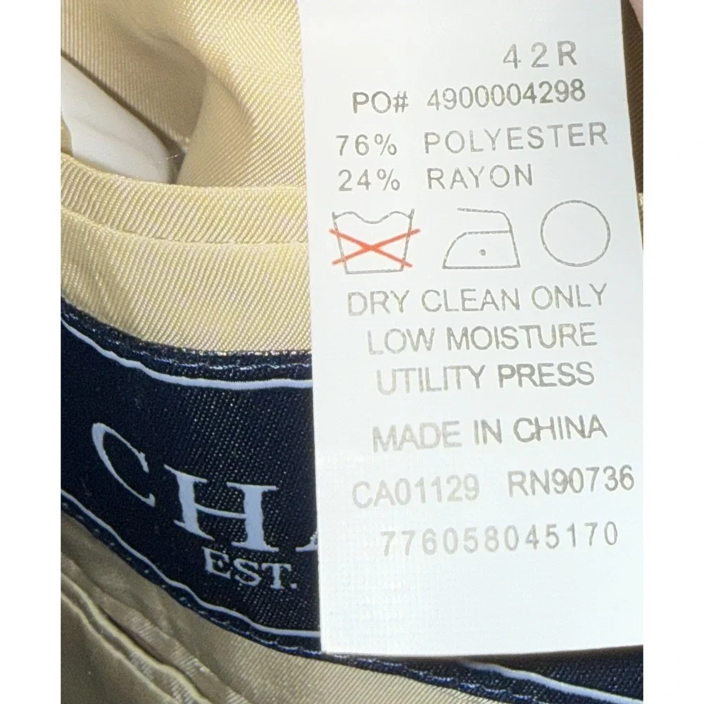 Chaps Blazer Sport Coat Men's 42R Light Gray 6 Pockets 2 Button Front Textured